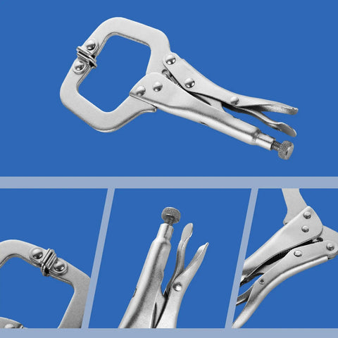 5 Pc 6 Inch Locking C Clamp Pliers Set With Non Slip Swivel Pads Heavy Duty Vise Grip Clamps For Woodworking Metalworking Auto Repair Home DIY Projects Built From Heat Treated Alloy Steel