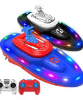 Spider Hero RC Battle Boat 2 Pack Set With Water Spray Dual Combat Modes LED Lights For Pools Lakes Ponds Head To Head Racing