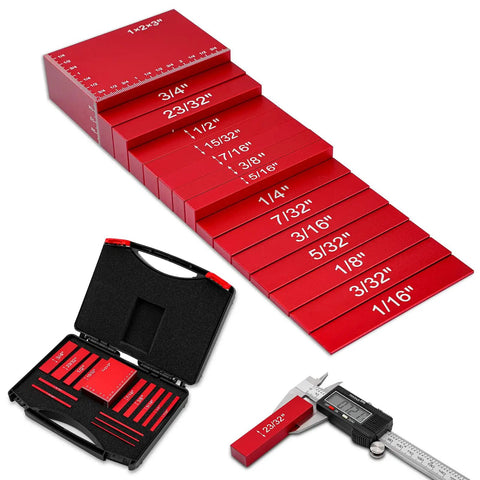 Pro Grade Setup Blocks Height Gauge Set With 15 Solid Aluminum Router Table Fence Bars For Woodworking Boss Level Accuracy