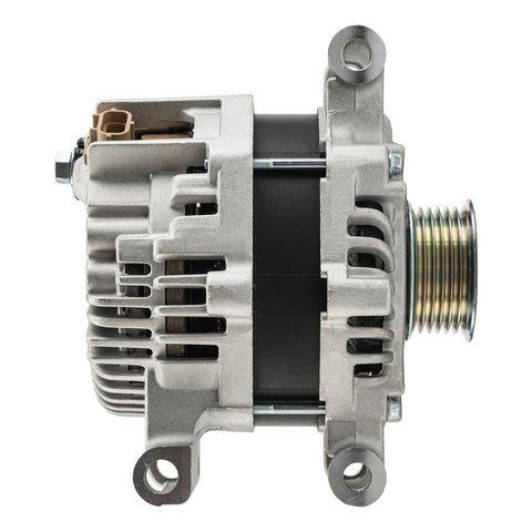 Side view of 12V 150 Amp CW Rotating Alternator For Ford Escape 2009 To 2012 Fusion 2010 To 2012 Mercury Mariner Tribute Milan 2010 To 2011 Plug N Play Six Groove Pulley 11411N OE Standard New