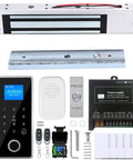 Waterproof 4 In 1 Fingerprint Access Control Kit With 600 Lbs Magnetic Lock In NC Mode IP68 Metal Keypad and accessories.