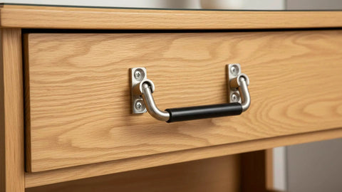 Stainless Steel Folding Cabinet Handle 4 Inch 90 Degree Pull With Rubber Grip Bright Polished SUS304 Silver Hole Center 1.65 Inches
