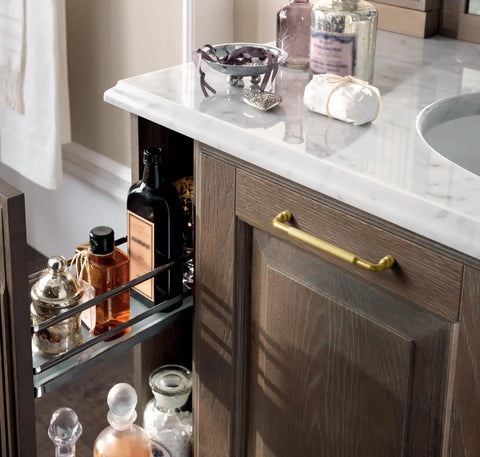 Boss Brushed Gold Cabinet Pulls With Fluted Texture 5 Inch Hole Center Drawer Handles on bathroom vanity drawer