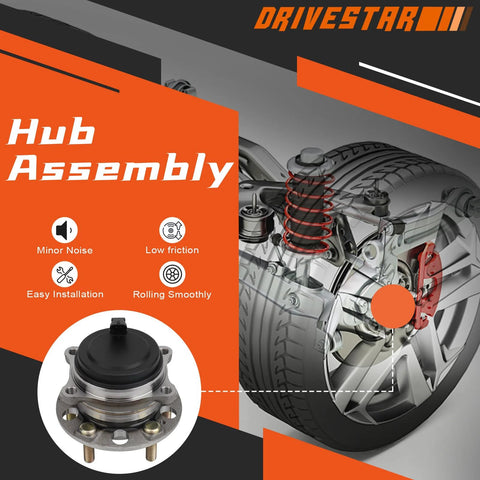 Rear Wheel Bearing And Hub Assembly For Kia Sorento 2016 2017 2018 2019 2020 FWD 5 Lug Fits Rear Left And Right With ABS On Hub 5 Bolt Replaces WA512646 diagram