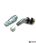 Turbo boost leak tester fittings set: four metal fittings including elbow pipe with seal and threaded straight adapter