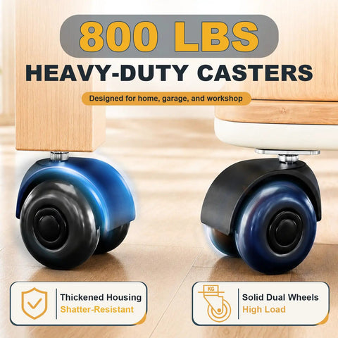 Hard Core 2 Inch Swivel Caster Wheels Set Of 4 Built For Heavy Lifting With Smoother Than Glass Rolling Performance Featuring no sweat install with 800 lbs capacity.