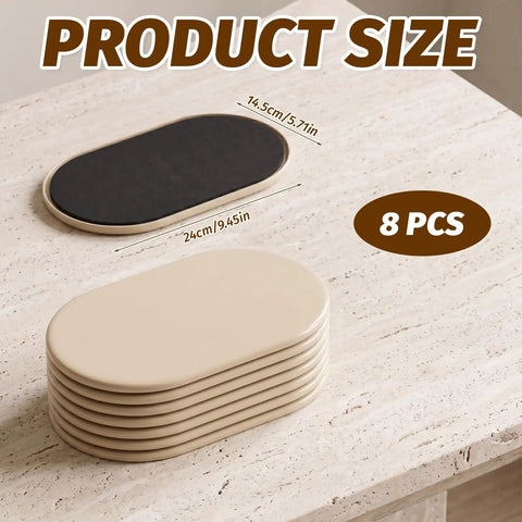 Eight Pack Heavy Duty Furniture Sliders For Carpet And Hardwood Flooring featuring a cushioned buffer, measuring 24 x 14.5 cm.