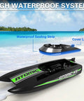High Speed RC Boat For Adults Up To 20 MPH With Reverse Function Atomic XS waterproof system on a beach