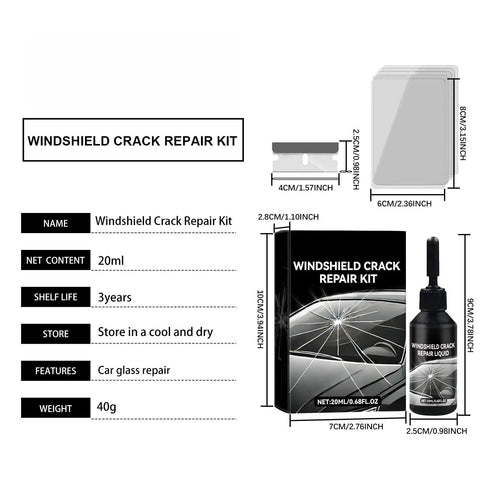 Windshield Repair Kit For Chips And Cracks With Nano Glass Repair Resin Liquid, 2 Pack Glass Repair Tools packaging details