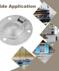 50mm Round Stainless Steel Flush Pull Ring Latch For Boats, showcasing marine-grade application in various settings.