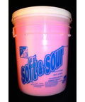 Soft & Sour 5-gallon pink bucket with blue logo, Sam brand, concentrated solution.