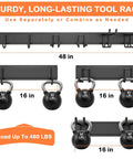 48 Inch Garage Tool Organizer Wall Mount Heavy Duty Steel Rack For Tools Rakes Shovels Brooms Bikes And More With 400lb Capacity