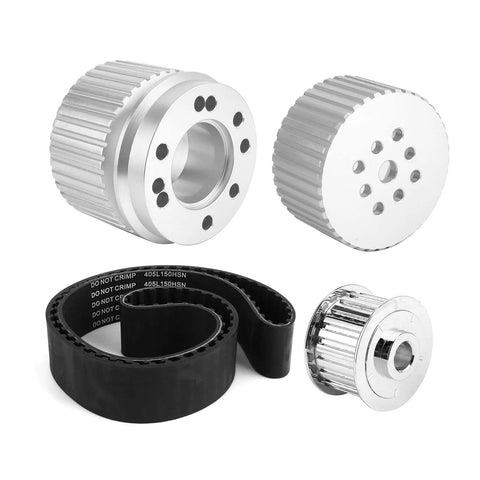 Ultimate Jauarta Crank Pulley And Alternator Kit For 351C Engines V Belt Groove Fits PC 2255 Prevents Slip High RPM Performance Perfect Upgrade, silver pulleys and black V-belt set
