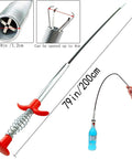 79 Inch Flexible Drain Snake Clog Remover For Toilet, Sewer, Shower, Kitchen And Bathroom Drains, spring steel tool with grabber claw.