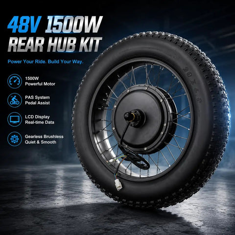 48V 1500W Electric Bicycle Conversion Kit For 20 Inch Rear Hub Wheel With PAS Sensor And LCD Display Dope Upgrade
