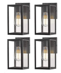 Outdoor Wall Lantern For Porch And Entryway Weather Resistant Exterior Mount Lighting Fixture Black Four Pack Durable Aluminum Sconce Lamp For Garage Patio And Hallway