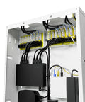 Interior of 20 Inch Structured Wiring Enclosure With Screw On Cover Built Tough Steel Construction Clean Cable Management Recessed Or Surface Mount Compatible With On Q Accessories Glossy White.