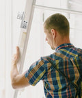 Man installing door with Stainless Steel Flag Shaped Door Hinges Six Pairs Lift Off Design Easy To Remove And Stable Support For Household Doors