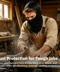 Man wearing All Season Balaclava Face Mask For Men And Women With UPF 50 Plus UV Protection, woodworking indoors