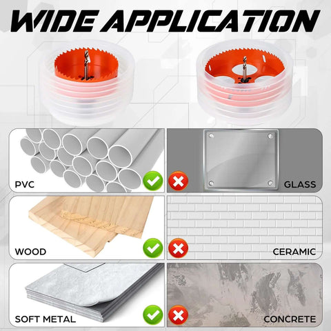 Amazon Otoolling 4in and 6in hole saw set with two dust bowls, orange interiors, for recessed lights