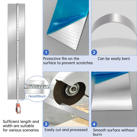 Two-piece 304 stainless steel gap-filler trim strip, brushed finish, 30 x 3 x 0.04 in for home kitchen sheet metal