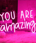 Pink You Are Amazing LED Neon Light Sign For Wall Decor In Bedrooms Living Rooms Bars Parties Classrooms USB Powered 16.9 By 10.6 Inches Hanging Or Table Display