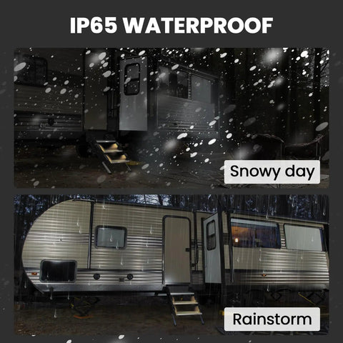 Solar RV Step Lights For Camper And Trailer, No Wire LED Stair Light Strip, IP65 Waterproof, auto on at dusk under rain and snow