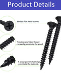 DIY Wood Screws Assortment Kit With 480 Pieces M3 And M4 Black Self Tapping Fasteners for cabinet hinges highlighting screw details