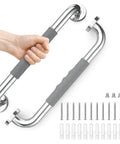 16 Inch Shower Grab Bars For Bathroom Safety With Anti Slip Handles For Elderly Seniors Handicap And Pregnant Women, Rustproof Steel