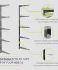 Diagram of Heavy Duty Wood And Lumber Storage Rack Two Pack Holds Up To 960 Lbs Wall Mounted Steel Shelving features and installation