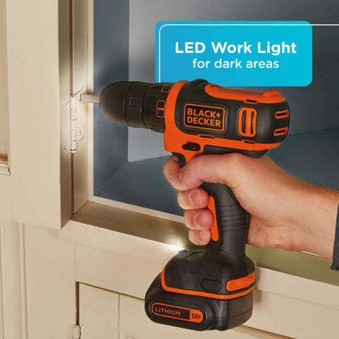 12V Max Cordless Drill Driver With Battery And Charger Included Keyless Chuck LED Work Light 11 Position Clutch Compact Lightweight Design For Tight Spaces And Precision Drilling