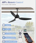 Outdoor Ceiling Fan With Light IP65 Waterproof Wet Rated for Patio Gazebo Black with smart app and remote control