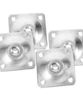 Heavy Duty Table Leg Mounting Plates For Furniture And Sofa Feet Connectors With Pre Drilled Holes, set of 4 silver steel plates.
