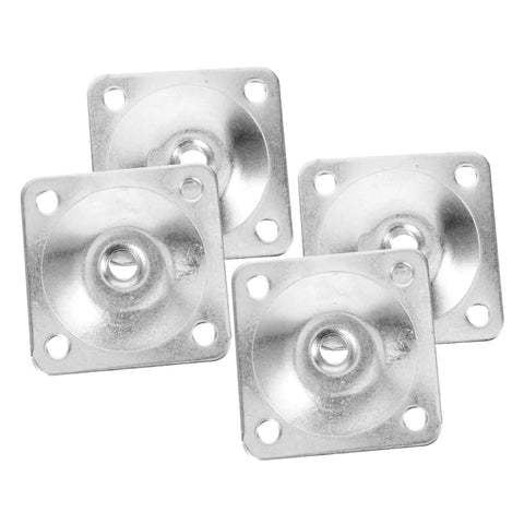Heavy Duty Table Leg Mounting Plates For Furniture And Sofa Feet Connectors With Pre Drilled Holes, set of 4 silver steel plates.