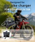672W Fast Charger 67.2V 10A For Electric Dirt Bikes And E Bikes with cooling fan, rider in the background