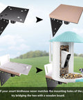 Diagram showing Heavy Duty Bird Feeder Pole Stand 95 Inch Backyard Outdoor Weather Station Pole Kit with mounting options.