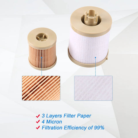 Diesel Fuel Filter Replacement For Ford 6.0L Power Stroke V8 2003 2004 2005 2006 2007 F250 F350 F450 F550 Super Duty And 2003 2005 Excursion Includes Lower Lifter Pump And Upper Fuel Bowl Filter with filter paper details
