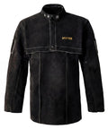 Leather Welding Jacket With Open Back And Cape Sleeve Detachable 20 Inch Bib Apron Flame Resistant Welder Coat For Heavy Duty Metal Work