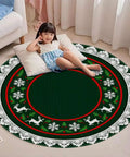 Heavy Duty Round Furniture Pad For Hardwood Floors With Tough As Nails Polyester Cover And Non Skid Base Built For Smooth Gliding Action Around Office Desks Gaming Rooms And Home Spaces featuring child on decorative mat.
