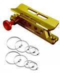 Universal Roll Bar Fire Extinguisher Mount Aluminum Quick Release Bracket With Eight Clamps Beefy Heavy Duty Holder For Jeep Wrangler JK TJ JL JKU Polaris RZR Ranger UTVs Gold Finish front view