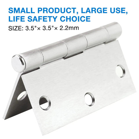 Heavy Duty Brushed Nickel Door Hinges 3.5 Inch Square Corner showing hinge detail and mounting holes for cabinets.