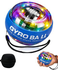 Wrist Torque Ball Hand Exerciser For Forearm And Grip Strength Easy Start Ball With Sleeve Safety Rope Durable Blue Finish Curaball Inspired Home Rehab Gear, blue LED gyro ball with wrist strap and sleeve