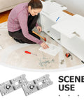Woman installing cabinets using six piece alligator sofa fasteners reinforced metal modular sofa connectors anti slip brackets