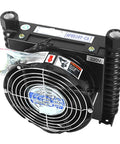 Beefy 10 L Per Min Hydraulic Cooler Air Cooled Oil Radiator Heat Exchanger For CNC Hydraulic System DC 12 V With 1.2 KW Cooling Power 1.0 MPa Working Pressure Built To Last Heavy Duty showing front view with fan and coils