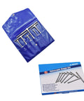Six Piece Telescopic Bore Gage Set Five Sixteenths To Six Inches Pro Grade Self Centering Telescoping Kit displayed in blue case and box
