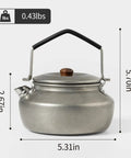 Lightweight 0.6 Liter Stainless Steel Camping Kettle With Locking Anti Hot Handle Portable Camp Tea Pot Retro Silver