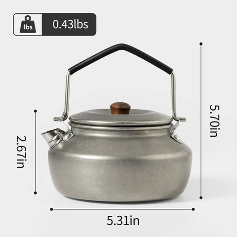 Lightweight 0.6 Liter Stainless Steel Camping Kettle With Locking Anti Hot Handle Portable Camp Tea Pot Retro Silver