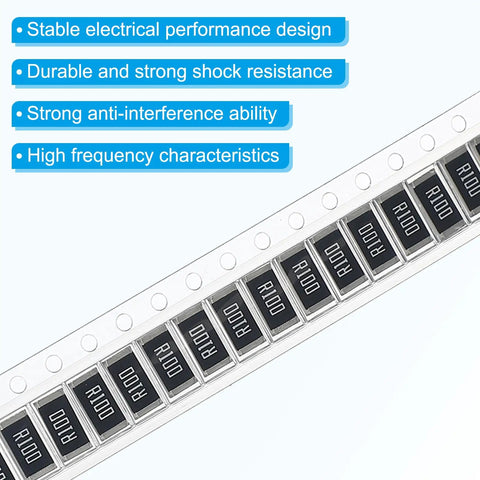 0.1 Ohm 1 Percent Tolerance 1W Surface Mount Chip Resistor Kit 2512 Package, 20 Pack Ceramic Resistors For DIY Electronics Projects And Prototyping For Enthusiasts And Pros, taped SMT strip