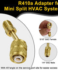 R410a Mini Split HVAC Adapter For Quick Couplers DIY Friendly 5/16 Inch Female To 1/4 Inch Male Flare Fittings