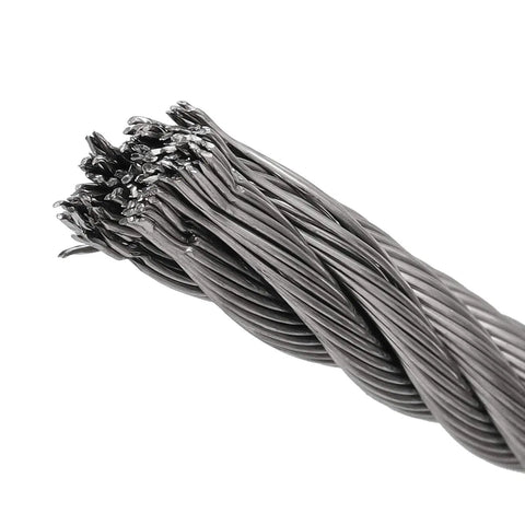 Close-up of 164 Ft One Quarter Inch Stainless Steel Wire Rope Cable 7x19 Aircraft Cable for Railing and Heavy Duty Zip Line 6400 Lb Breaking Strength